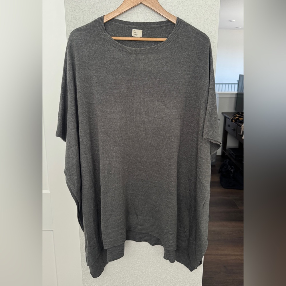 a new day Charcoal Crewneck Women's Poncho Sweater